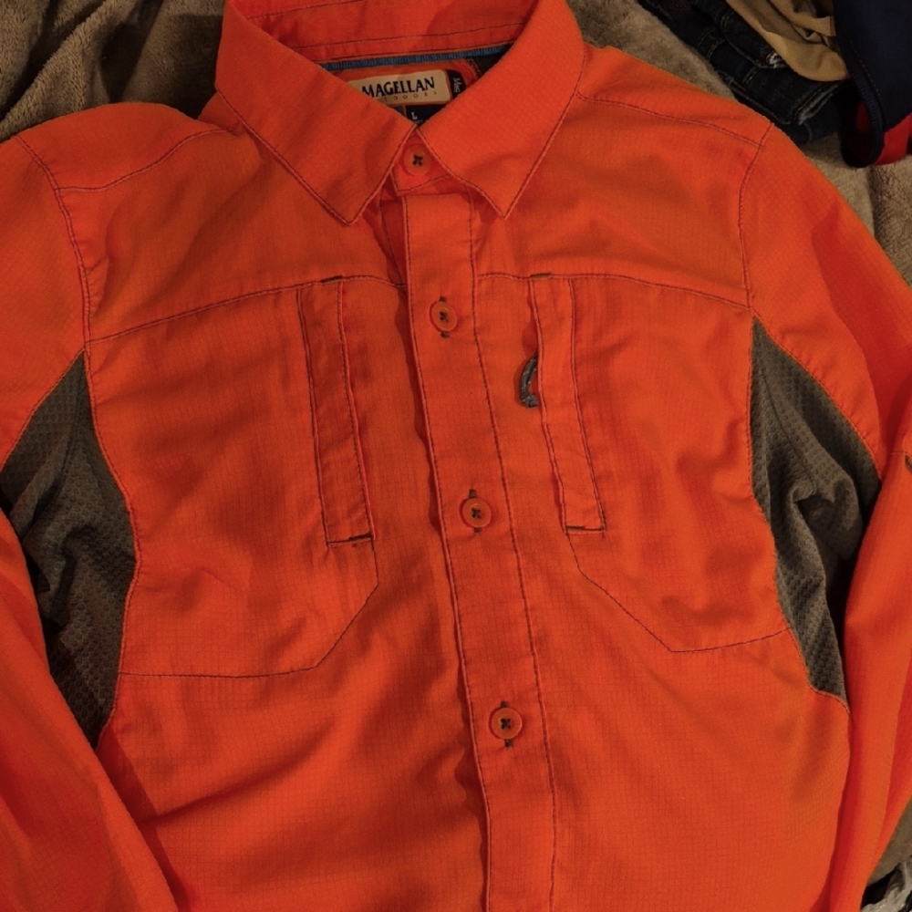 Magellan Orange Button-Up Shirt Boys Size Large